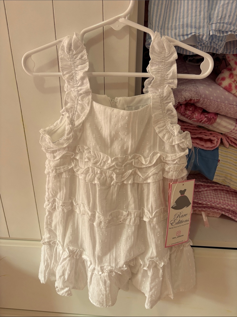 Rare Editions White Ruffle Romper with Tiered Details